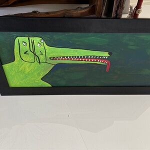 Abstract Green Crocodile Art Print